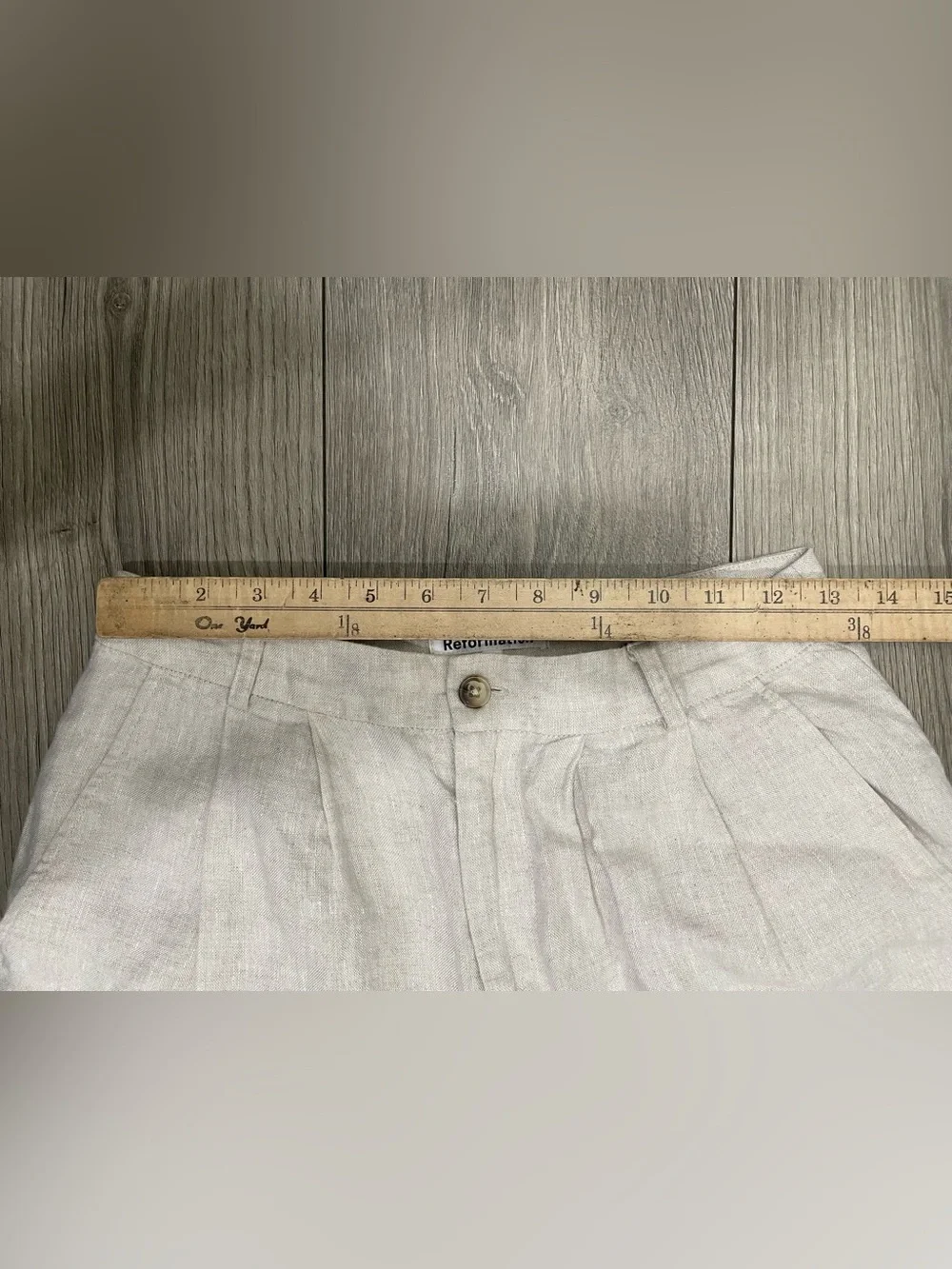 Reformation Mason 100% Linen Pants Size 4 Oatmeal High Rise Pleated Wide Leg